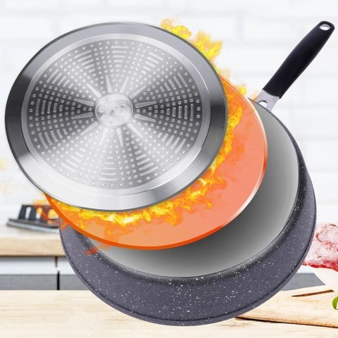 Patelnia Granitowa z Pokrywką 28 cm ORION Stoner Indukcja Piekarnik