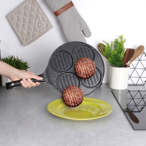 Patelnia do Burgerów Jajek Granitowa Grillowa 4 Otwory ORION 26,5 cm