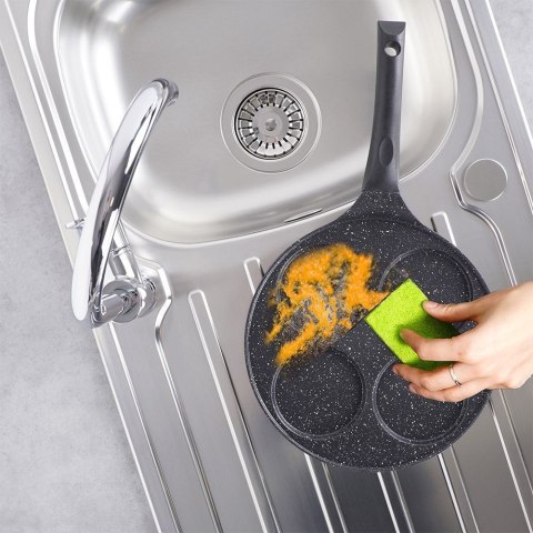 Patelnia do Jajek Placków 4 Otwory Granitowa Nieprzywierająca ORION 27 cm