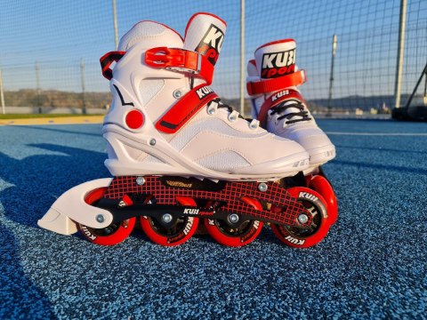 Rolki Damskie Męskie Białe Kauczukowe Solidne z Hamulcem KUBISPORT roz. 41