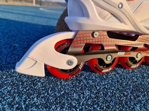 Rolki Damskie Męskie Białe Kauczukowe Solidne z Hamulcem KUBISPORT roz. 42