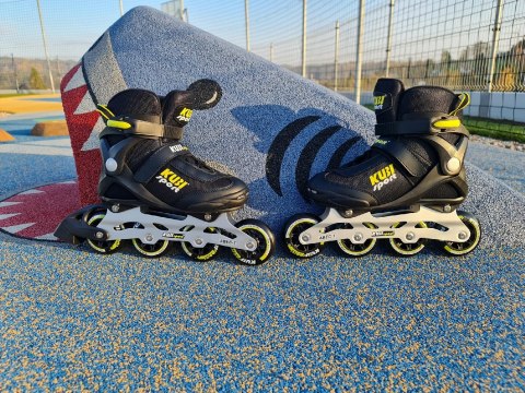 Rolki Damskie Męskie Czarne Kauczukowe Solidne z Hamulcem KUBISPORT roz. 38