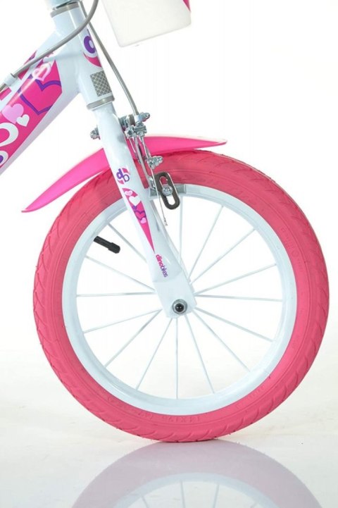 Rowerek Rower Dziecięcy dla Dzieci Dziewczynki z Bocznymi Kółkami DINO 14"