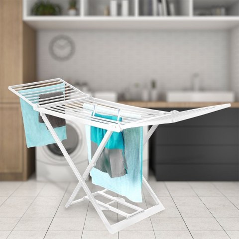 Suszarka XXL na Pranie Ubrania Biała Rozkładana Solidna PROGARDEN 208 cm