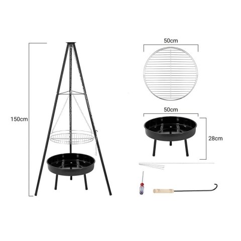 Trójnóg na Grilla Ogniskowy Ogrodowy Stojak na Ruszt KING CAMP