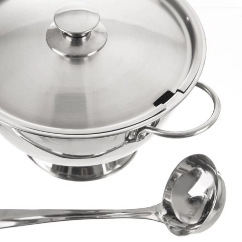 Waza do Zupy Stalowa z Pokrywą Solidna Dekoracyjna Srebrna ORION 4,5 L