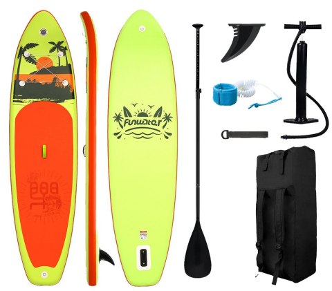 Zestaw Deska SUP Paddleboard do Pływania 7w1 Żółta KUBISPORT 335x84x15 cm