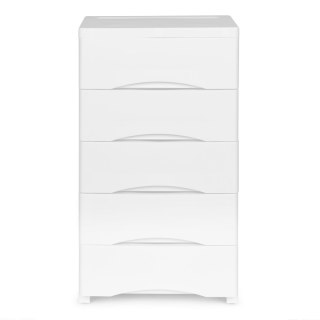 Regał z 5 wysuwanymi szufladami nogi z kółkami biały ModernHome