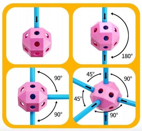 WOOPIE Zestaw Konstrukcyjny XXL Klocki do Budowania Namiotu Bazy Rurki Słomki 340 el.