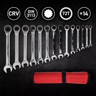 Komplet kluczy płasko-oczkowych 8-24 mm z grzechotką