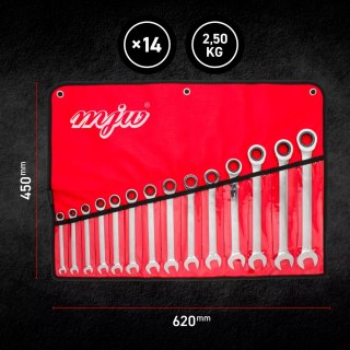 Komplet kluczy płasko-oczkowych 8-24 mm z grzechotką