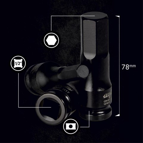 Zestaw nasadek trzpieniowych udarowych 1/2" HEX długich