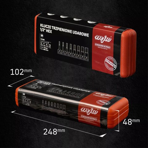 Zestaw nasadek trzpieniowych udarowych 1/2" HEX długich