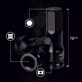 Zestaw nasadek trzpieniowych udarowych 1/2" HEX na szynie długich