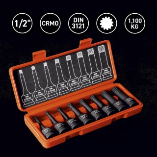 Zestaw nasadek trzpieniowych udarowych 1/2" SPLINE długich