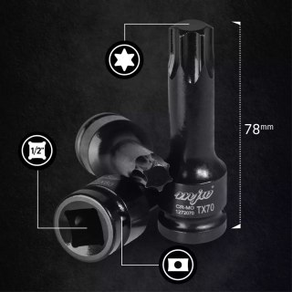 Zestaw nasadek trzpieniowych udarowych 1/2" TORX długich na szynie