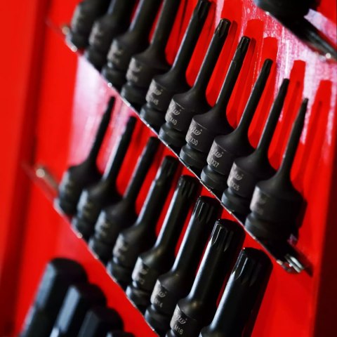 Zestaw nasadek trzpieniowych udarowych 1/2" TORX długich na szynie