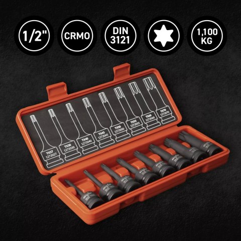 Zestaw nasadek trzpieniowych udarowych 1/2" TORX długich