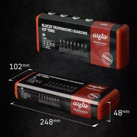 Zestaw nasadek trzpieniowych udarowych 1/2" TORX długich