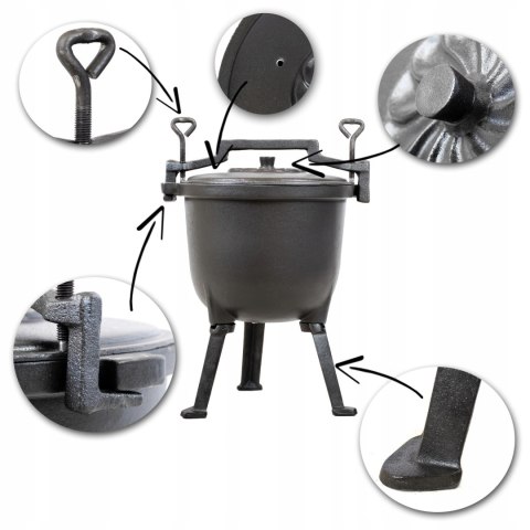 Kociołek stojący EMALIOWANY Garnek Myśliwski 4L