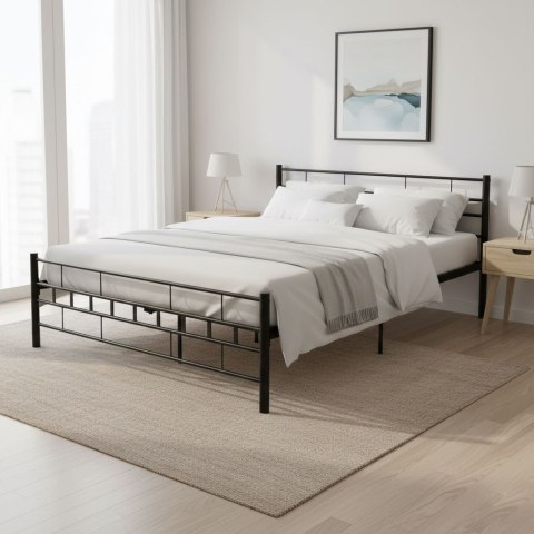 Łóżko metalowe 160x200 cm ze stelażem czarna rama ModernHome