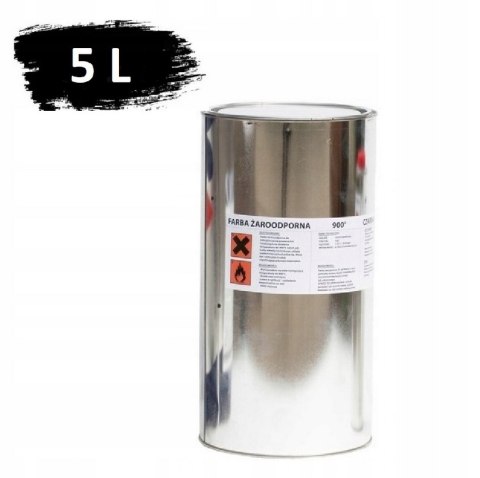 Farba 5L Kominkowa Lakier Żaroodporna do Kominków Czarna Trwała 900c