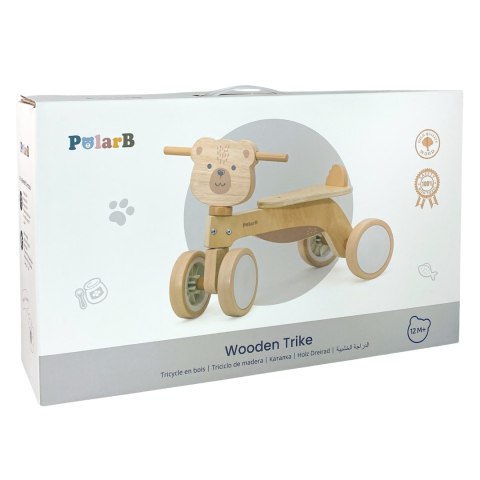 VIGA PolarB Drewniany Jeździk Miś Brunatny Miękkie Koła