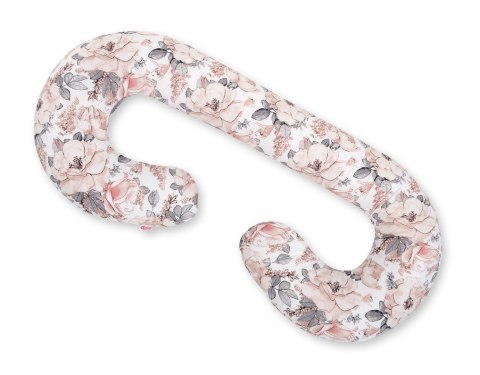 Poduszka ciążowa typu C dla kobiet w ciąży do spania karmienia + zdejmowana poszewka - róże sepia