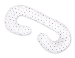 Poduszka ciążowa typu C dla kobiet w ciąży do spania karmienia + zdejmowana poszewka- szare gwiazdki