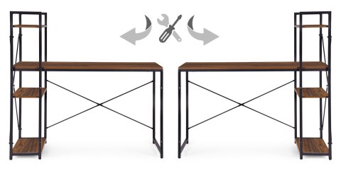 Biurko komputerowe szkolne 120x60 cm regał z 3 półkami ciemny orzech loft ModernHome