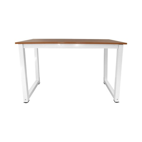 Biurko z blatem i metalowymi nogami LOFTOWE biało-brązowe