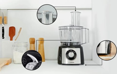 Bosch | Food Processor MultiTalent 3 Plus | MCM3PM386 | 900 W | Number of speeds 2 | Bowl capacity 2.3 L | Black/Stainless steel