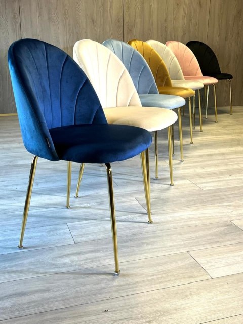 Krzesło tapicerowane CAMILA BLUE VELVET GOLD II GATUNEK