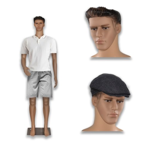 Manekin męski całopostaciowy wystawowy realistyczny cielisty 190 cm m/l