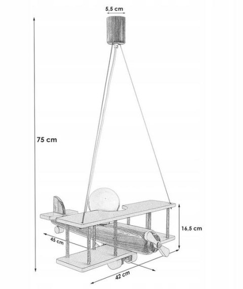 Lampa wisząca Samolot duży czarno-naturalny