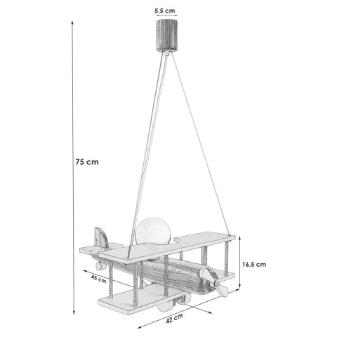 Lampa wisząca Samolot duży szaro-biały