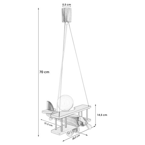 Lampa wisząca Samolot mały zielono-naturalny