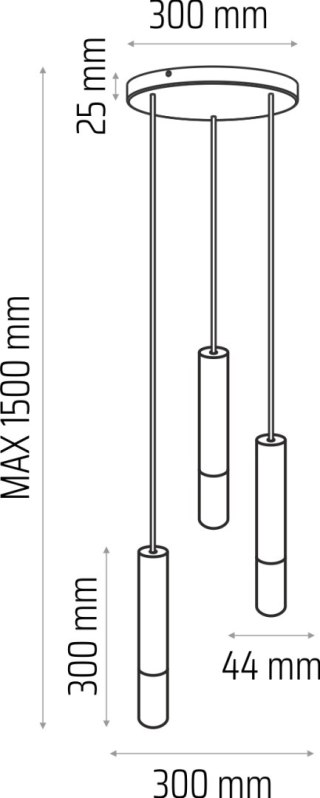 Madera2 klosz 3 pł plafon biały