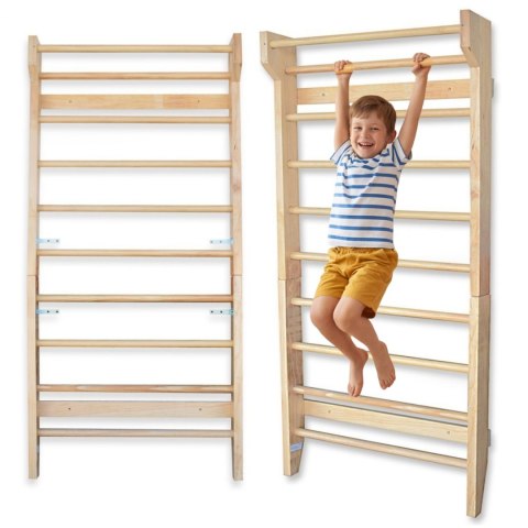 Drabinka gimnastyczna dla dzieci rehabilitacyjna 195cm drewniana z drążkiem