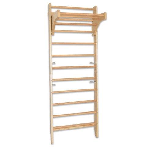 Drabinka gimnastyczna drewniana 220 cm z drążkiem rehabilitacyjna bukowa