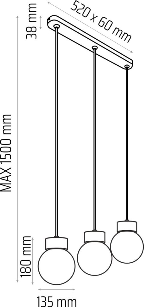 Lampa wisząca Barrel-Orb Kula 3pł czarny