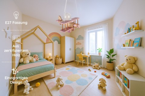 Lampa wisząca Samolot mały - naturalno-różowy