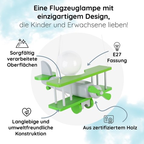 Lampa wisząca Samolot mały - szaro-zielony