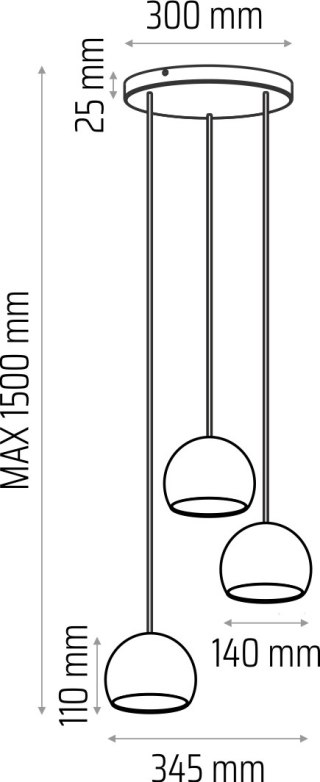 Lampa wisząca czarna Balli Kule 3pł (plafon)