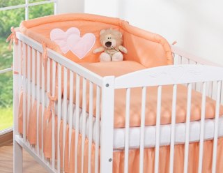 Ochraniacz do łóżeczka na szczebelki uniwersalny - Serduszka brzoskwiniowe