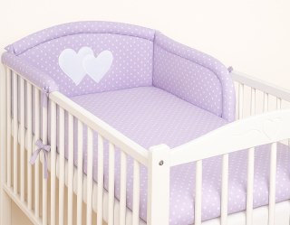 Ochraniacz do łóżeczka na szczebelki uniwersalny - Serduszka kropki na fiolecie