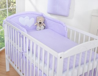 Ochraniacz do łóżeczka na szczebelki uniwersalny - Serduszka kropki na fiolecie