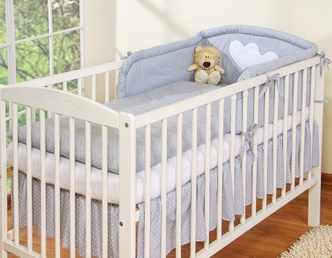 Ochraniacz do łóżeczka na szczebelki uniwersalny - Serduszka kropki na szarym