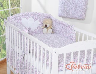 Ochraniacz do łóżeczka na szczebelki uniwersalny - Serduszka łączka różowa