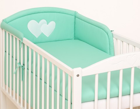 Ochraniacz do łóżeczka na szczebelki uniwersalny - Serduszka miętowe